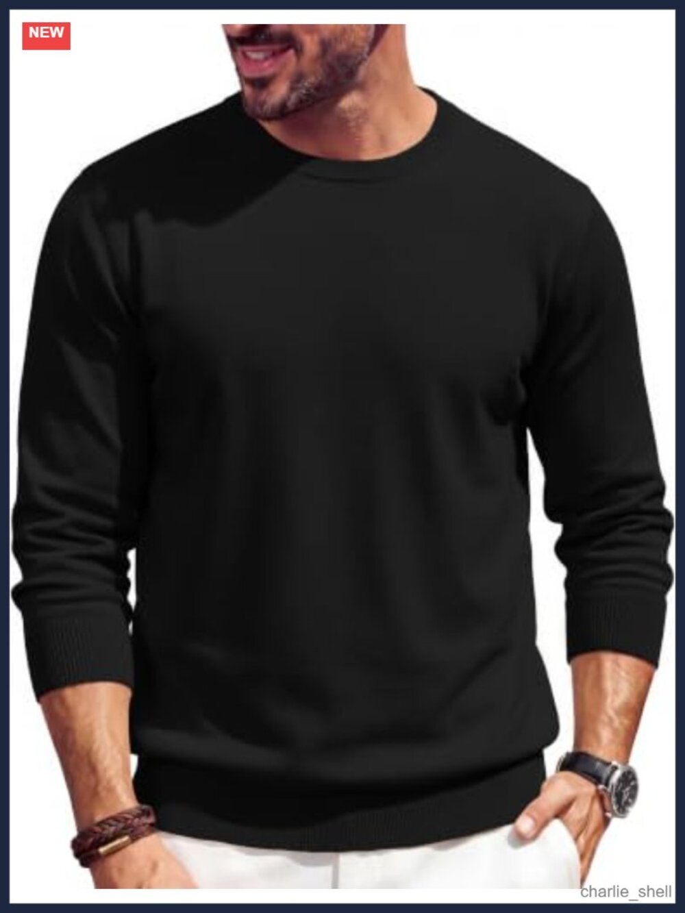 Men's Lightweight Crewneck Knit Sweater Pullover, 100% Polyester, Slim Fit